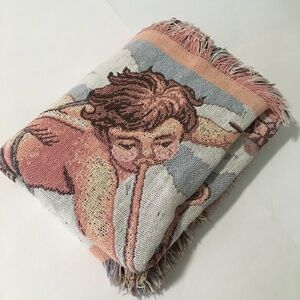 Artistic Woven Throw Blanket - Pink and Cream